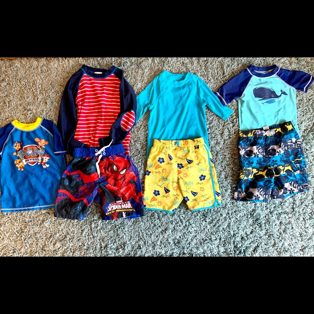Boys BUNDLE of swimming trunks and swimming shirt sets